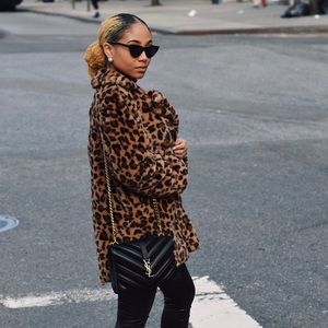 Pre-owned Oversized SHEIN Faux Fur Cheetah Printed Coat - Size Small